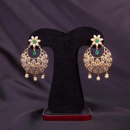 Diamond Cut Chand Bali Shape Earrings For Women And Girls