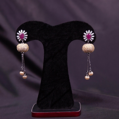 White Stone Jhumka Earrings For Girl And Women